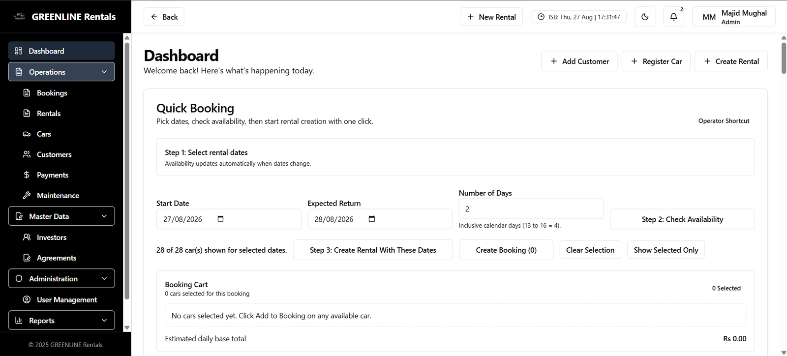 GREENLINE Rentals — Car Rental Management